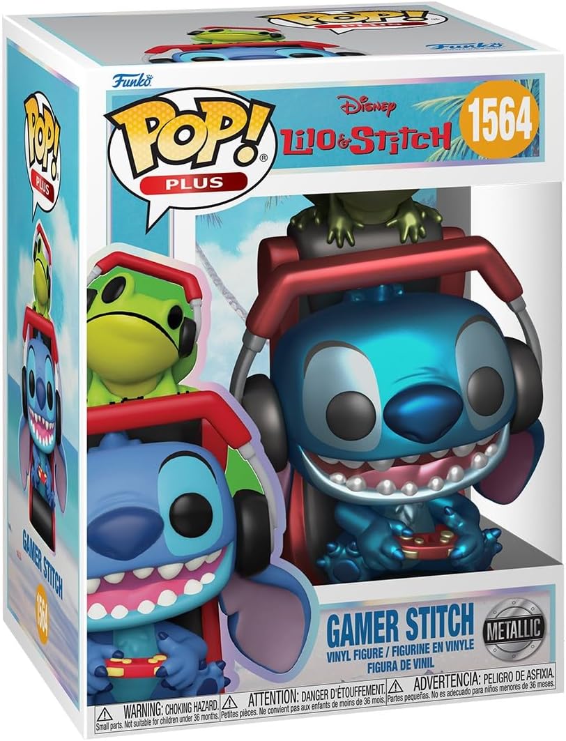 Lilo & Stitch Gamer Stitch Metallic Funko Pop! Vinyl Figure Plus #1564 with Funko Protector