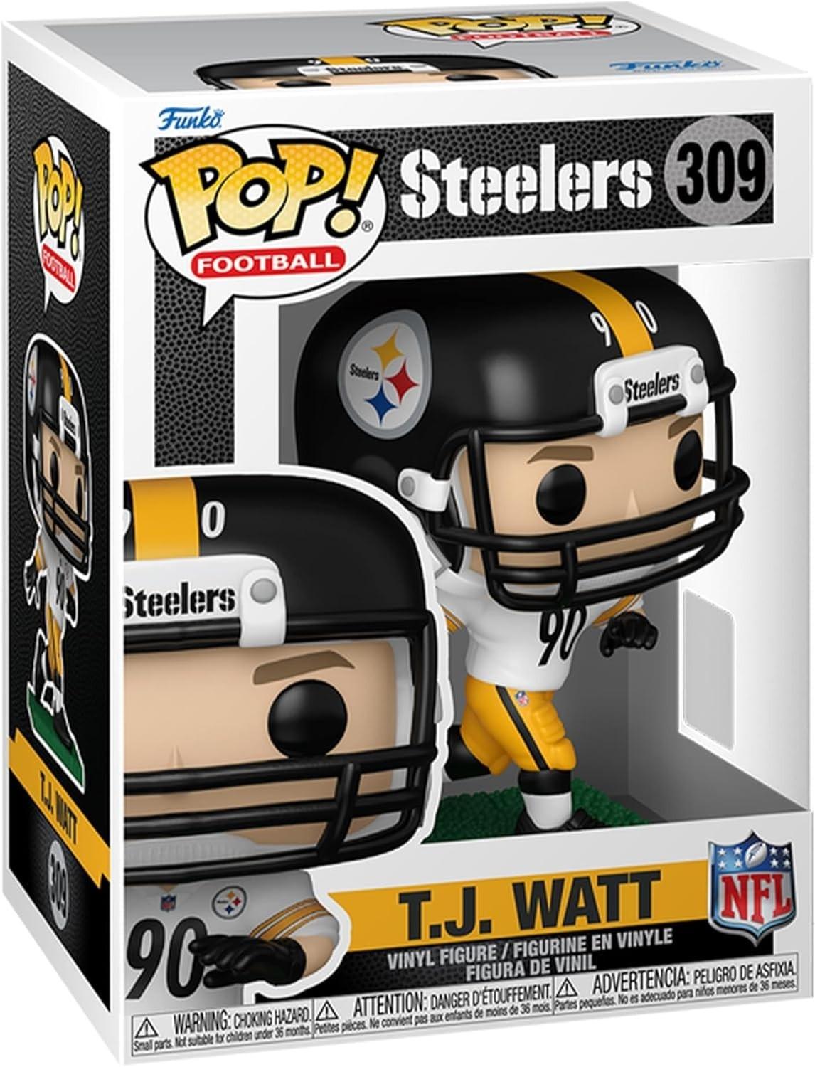 Funko Pop! NFL Pittsburgh Steelers T.J. Watt (White & Yellow Uniform) Vinyl Figure #309 with Funko Protector