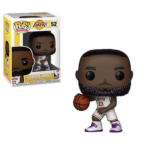 NBA Lakers LeBron James White Uniform Funko Pop! Vinyl Figure #52 with Funko Protector