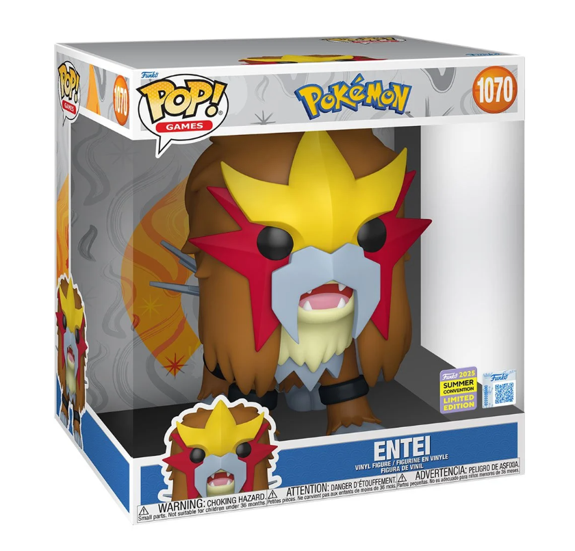 Pokemon Entei Jumbo 10-Inch Funko Pop! Vinyl Figure #1070- 2025 SDCC Exclusive