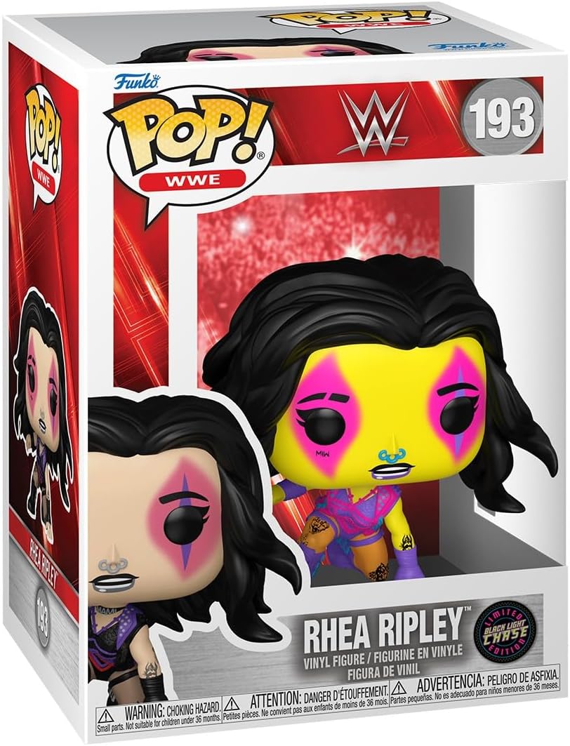 Funko Pop! WWE Rhea Ripley (WrestleMania XL) Black Light Chase Vinyl Figure #193 with Funko Protector