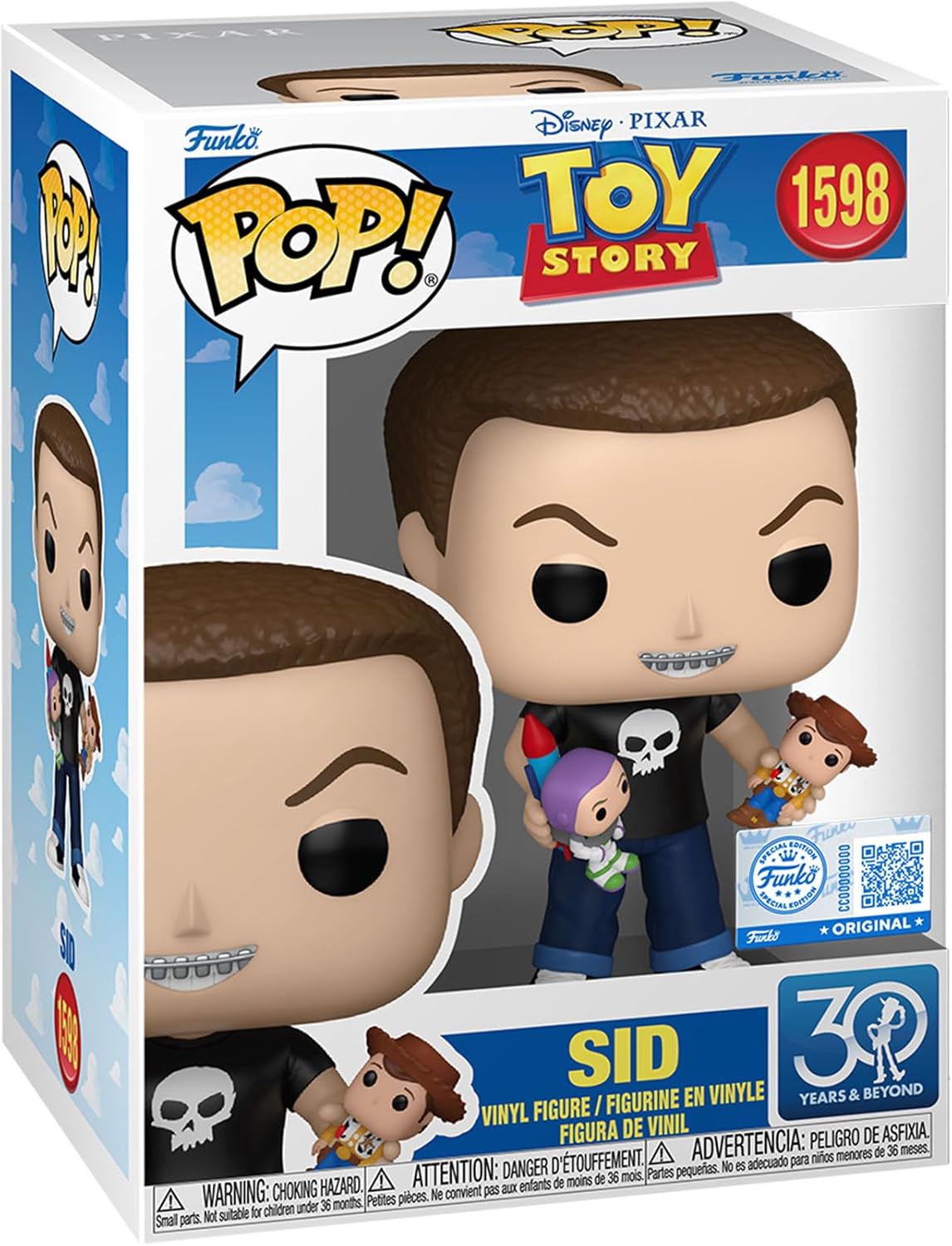 Toy Story 30th Anniversary Sid with Buzz Lightyear and Woody Funko Pop! Vinyl Figure #1598- Specialty Series with Funko Protector